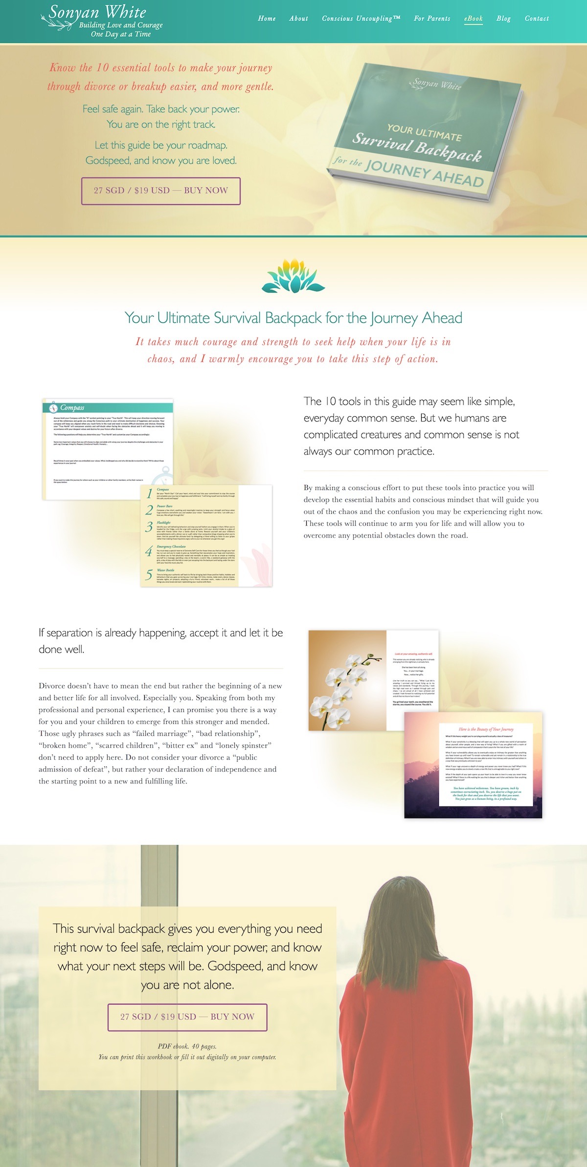 dreamy website design for conscious uncoupling coach Sonyan White