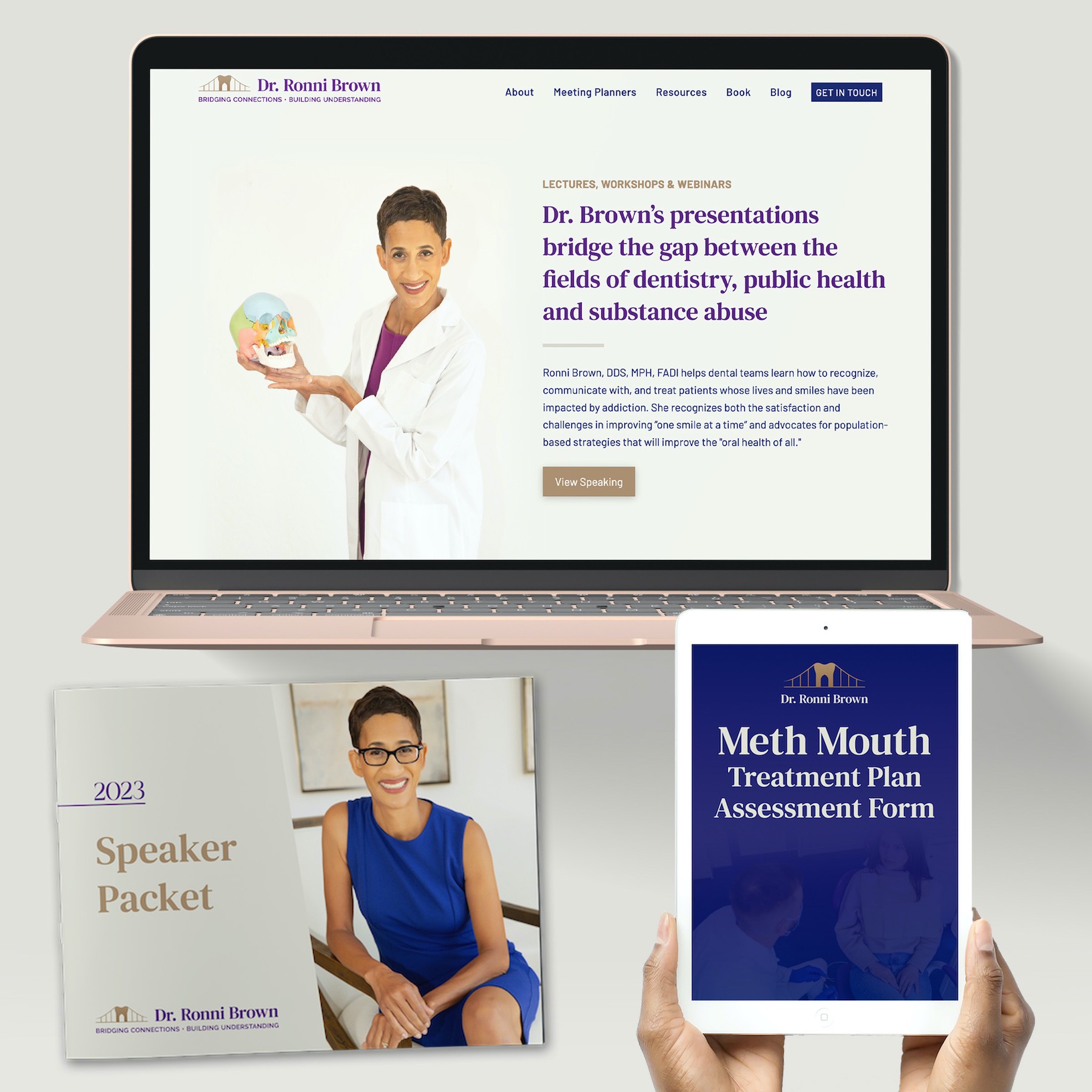 webdesign and graphic design marketing materials for dental speakers and doctors by Bhakti Creative Kulmala